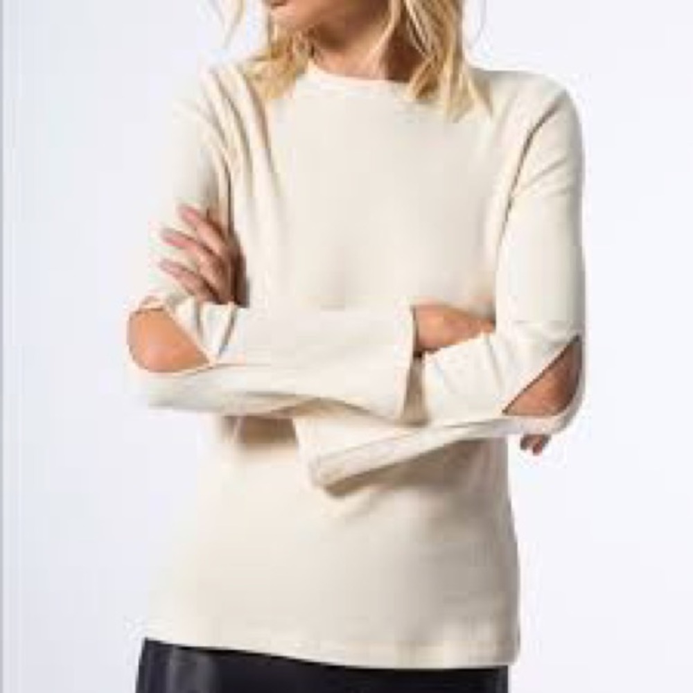 LNA off-white thermal top with exposed elbow detail - XS